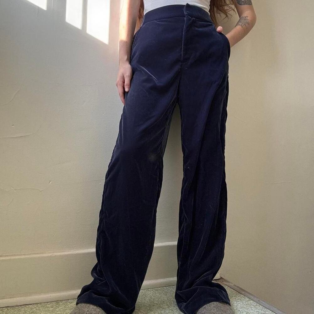 GAP Navy Blue Velvet Trousers 00 Office Dress Pants Professional